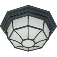 11" Wide Outdoor Flush Mount Bowl Ceiling Fixture with a Glass Shade