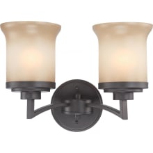 Harmony 2 Light 15" Wide Bathroom Vanity Light with Frosted Glass Shades