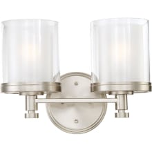 Decker 2 Light 13-3/4" Wide Bathroom Vanity Light with Clear Glass Shades