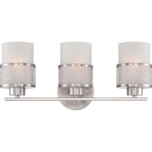 Fusion 3 Light 19" Wide Bathroom Vanity Light with Frosted Glass Shades and Metal Accents