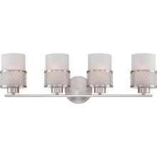 Fusion 4 Light 27" Wide Bathroom Vanity Light with Frosted Glass Shades and Metal Accents
