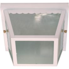 2 Light 9-1/4" Wide Outdoor Flush Mount Square Ceiling Fixture with Patterned Glass Shade