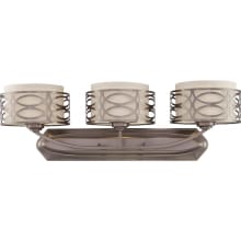 Harlow 3 Light 31" Wide Bathroom Vanity Light with Woven Fabric Shades and Metal Accents