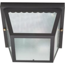 2 Light 9-1/4" Wide Outdoor Flush Mount Square Ceiling Fixture with Patterned Glass Shade