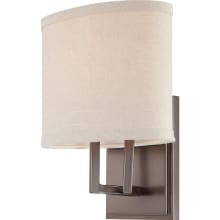 Gemini Single Light 8" Wide Bathroom Sconce with Woven Fabric Shade