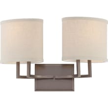 Gemini 2 Light 18-1/4" Wide Bathroom Vanity Light with Woven Fabric Shades