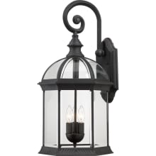 Boxwood 3 Light 26-1/4" Tall Outdoor Wall Sconce with Clear Glass Shade - ADA Compliant