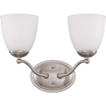 Patton 2 Light 15" Wide Bathroom Vanity Light with Frosted Glass Shades