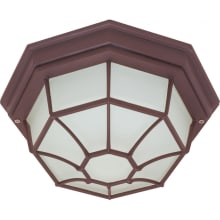 Single Light 11-3/8" Wide Outdoor Flush Mount Ceiling Fixture with Frosted Glass Shade