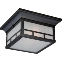 Drexel 2 Light 11" Wide Outdoor Flush Mount Square Ceiling Fixture with Frosted Glass Shade