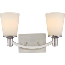 Laguna 2 Light 16" Wide Bathroom Vanity Light with Frosted Glass Shades