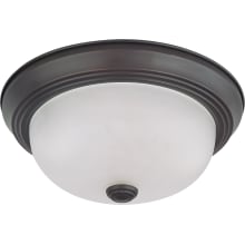 2 Light 11" Wide Flush Mount Bowl Ceiling Fixture with a Glass Shade