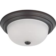 2 Light 13" Wide Flush Mount Bowl Ceiling Fixture with an Alabaster Glass Shade
