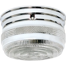 2 Light 8" Wide Flush Mount Bowl Ceiling Fixture with a Glass and Crystal Shade