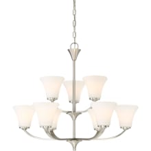 9 Light 30" Wide Chandelier with Frosted Shades