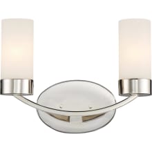2 Light 14" Wide Bathroom Vanity Light with Frosted Shades