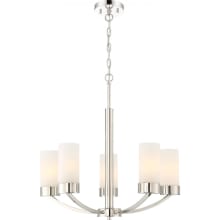 5 Light 22" Wide Chandelier with Frosted Shades