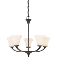 5 Light 25" Wide Chandelier with Frosted Shades