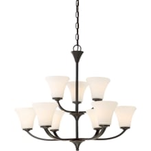 9 Light 30" Wide Chandelier with Frosted Shades
