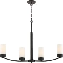 4 Light 3-5/8" Wide Linear Chandelier with Frosted Shades