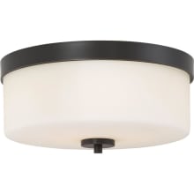 Denver 2 Light 13-5/8" Wide Flush Mount Drum Ceiling Fixture with Frosted Shade