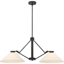 Nome 2 Light 37" Wide Linear Chandelier with Frosted Shades