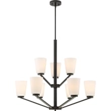 9 Light 24" Wide Chandelier with Frosted Shades
