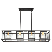 Payne 4 Light 42" Wide Linear Chandelier with Clear Beveled Glass Shades