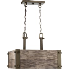 Winchester 4 Light 18-3/4" Wide Linear Chandelier with an Aged Wood Shade