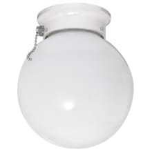 6" Wide Flush Mount Globe Ceiling Fixture with a Glass Shade and Pull Chain