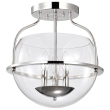 Amado 3 Light 14" Wide Semi-flush Globe Ceiling Fixture with Globe Shade