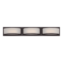 Mercer 3 Light 27-7/8" Wide Integrated LED Bathroom Vanity Light with Frosted Glass Shades - ADA Compliant