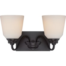 Calvin 2 Light 15-3/4" Wide LED Bathroom Vanity Light with Frosted Glass Shades