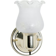 Single Light 4-1/2" Wide Bathroom Sconce with Patterned Glass Shade, On/Off Switch