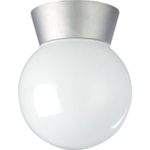 Single Light 6" Wide Outdoor Semi-Flush Globe Ceiling Fixture with Frosted Glass Shade