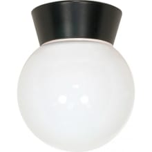 Single Light 6" Wide Outdoor Semi-Flush Globe Ceiling Fixture with Frosted Glass Shade