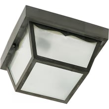 Single Light 8-1/4" Wide Outdoor Flush Mount Square Ceiling Fixture with Frosted Glass Shade