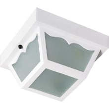 2 Light 10-1/4" Wide Outdoor Flush Mount Square Ceiling Fixture with Frosted Glass Shade