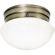 Single Light 7-1/2" Wide Outdoor Flush Mount Bowl Ceiling Fixture with Frosted Glass Shade