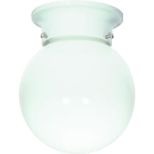 Single Light 6" Wide Outdoor Flush Mount Globe Ceiling Fixture with Frosted Glass Shade