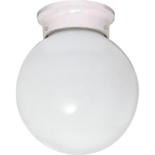 Single Light 8" Wide Outdoor Flush Mount Globe Ceiling Fixture with Frosted Glass Shade