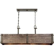 Winchester 4 Light 40-3/4" Wide Linear Chandelier with an Aged Wood Shade
