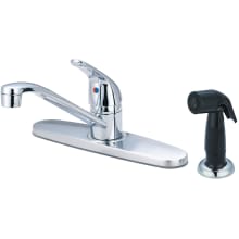 Elite 1.5 GPM Widespread Kitchen Faucet with 7-15/16" Reach D-Style Swivel Spout, 4-7/8" Plastic Side Spray, and Lever Handle