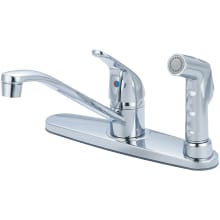 Elite 1.5 GPM Widespread Kitchen Faucet with 7-15/16" Reach D-Style Swivel Spout, 5-13/16" Brass Side Spray, and Lever Handle