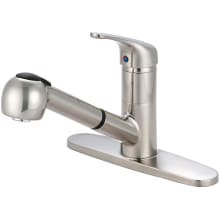 Elite 1.8 GPM Widespread Kitchen Faucet with Pull-Out Spray, 9" Reach Swivel Spout, Lever Handle, and Flexible Connections