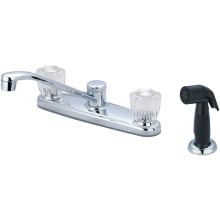 Elite 1.5 GPM Widespread Kitchen Faucet with 7-9/16" Reach D-Style Swivel Spout, 4-7/8" Plastic Side Spray, and Acrylic Knob Handles