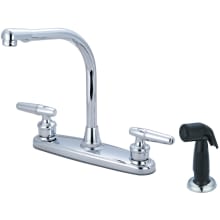 Elite 1.5 GPM Widespread Kitchen Faucet with 6-3/4" Reach High Arc Swivel Spout, 4-7/8" Side Spray, and Lever Handles