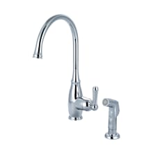 Accent 1.5 GPM Single Hole Kitchen Faucet with 8-1/4" Reach Gooseneck Swivel Spout, 5-5/8" Side Spray, and Lever Handles