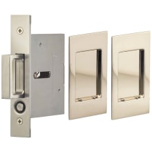Solid Brass Passage Inset Flush Pocket Door Set with Modern Rectangular Trim