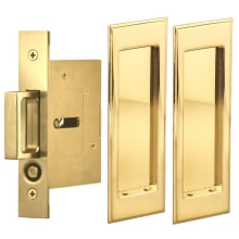 Solid Brass Passage Pocket Door Lock with Traditional Rectangular Trim